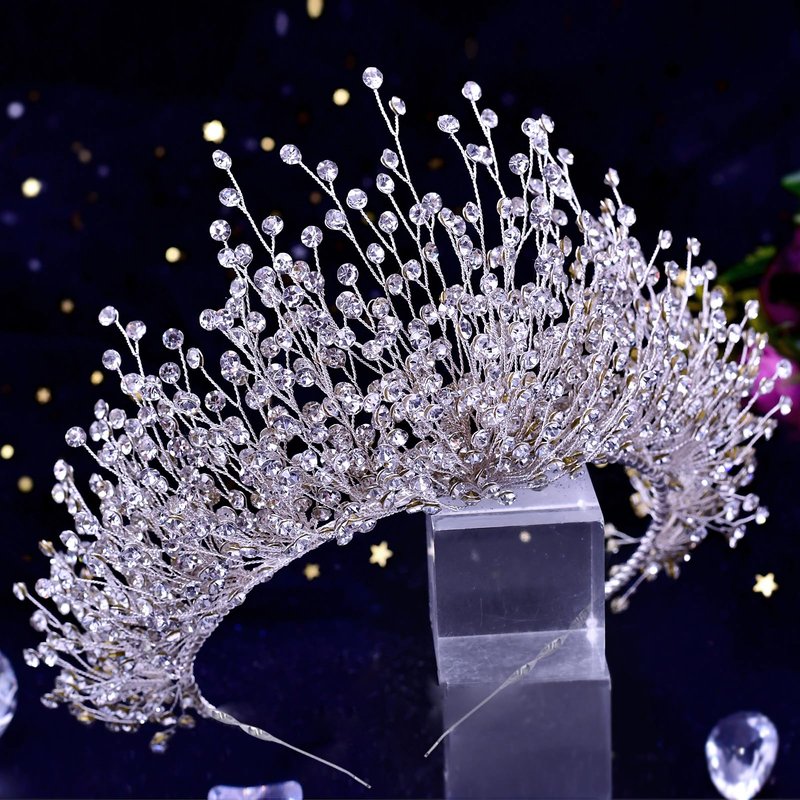Queen Tiaras and Crowns Bridal Wedding Headband Crystal Tiara Crown, Birthday Party Wedding Pageant Hair Accessories (Silver/Single crown)