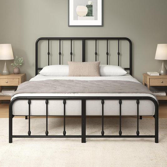 Zinus Leonardo Metal Platform Bed Frame - Victorian Spindle Style | Heavy Duty Queen Bed with Ample Underbed Space