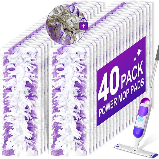 Skiennix Disposable Power Mop Pads - 40 Pack Thickened Multi-Surface Refills for Swiffer Wet Mop