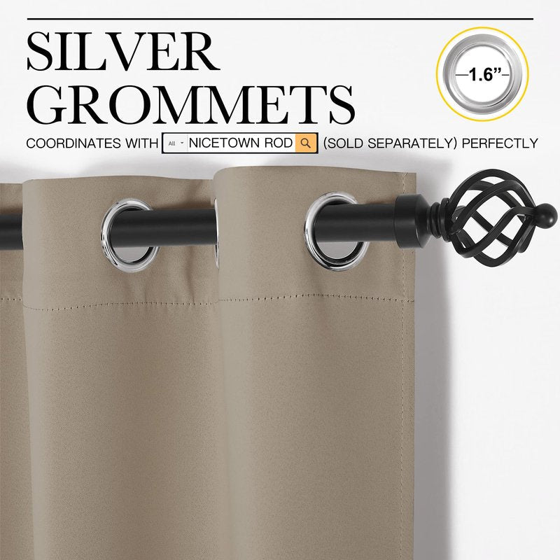 NICETOWN Taupe Blackout Curtains 96" Long for Office, 55" Wide, 2 Pieces, Dining Room, Guest Room, Sound Reducing Heat and Cold Block Curtain Panels for Modern Room Decorative