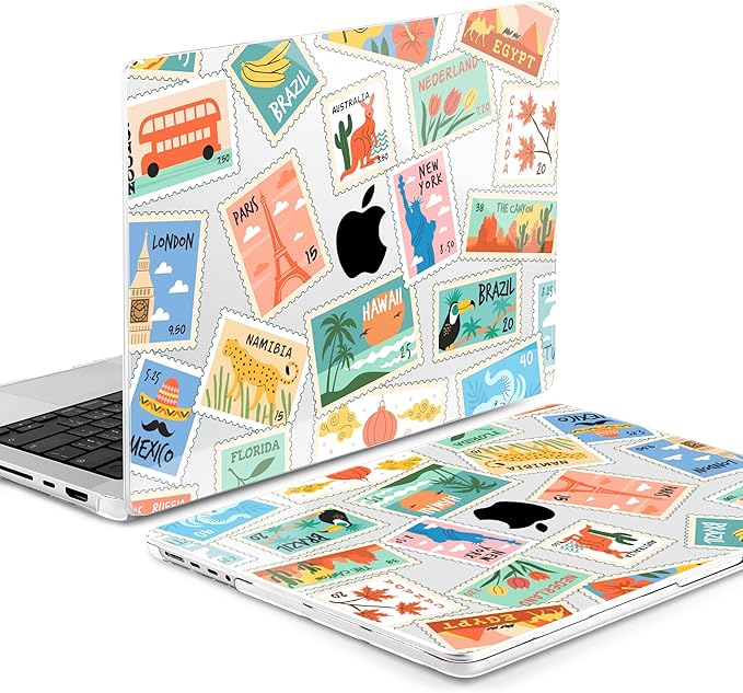 DONGKE Compatible with MacBook Pro 16 Inch Case (2026-2021 Release, M5 M4 M3 M2 M1 Pro/Max Chip), Plastic Hard Shell Cover with Keyboard Cover & Screen Protector for MacBook Pro 16", Post Stamps