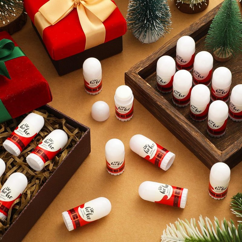 Christmas Mini Lip Balm Pack - 50 Assorted Flavors | Natural Beeswax Moisturizer for Dry Lips