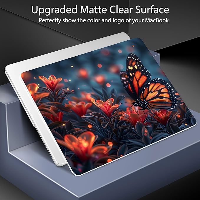 Lepeoac Case for MacBook Pro 16 inch Case 2026-2021 | M5 A3429 A3428 M4 M3 M2 M1 Pro/Max | Protective Hard Shell Laptop Cover with Screen Protector & Keyboard Cover | Butterflies Flowers