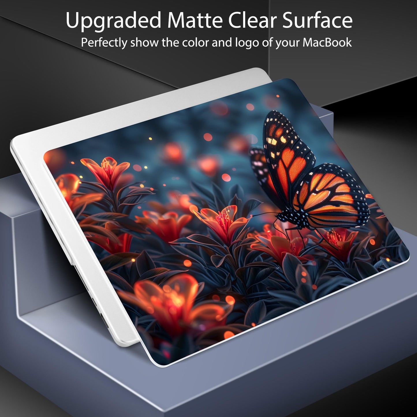 Lepeoac Case for MacBook Pro 16 inch Case 2026-2021 | M5 A3429 A3428 M4 M3 M2 M1 Pro/Max | Protective Hard Shell Laptop Cover with Screen Protector & Keyboard Cover | Butterflies Flowers