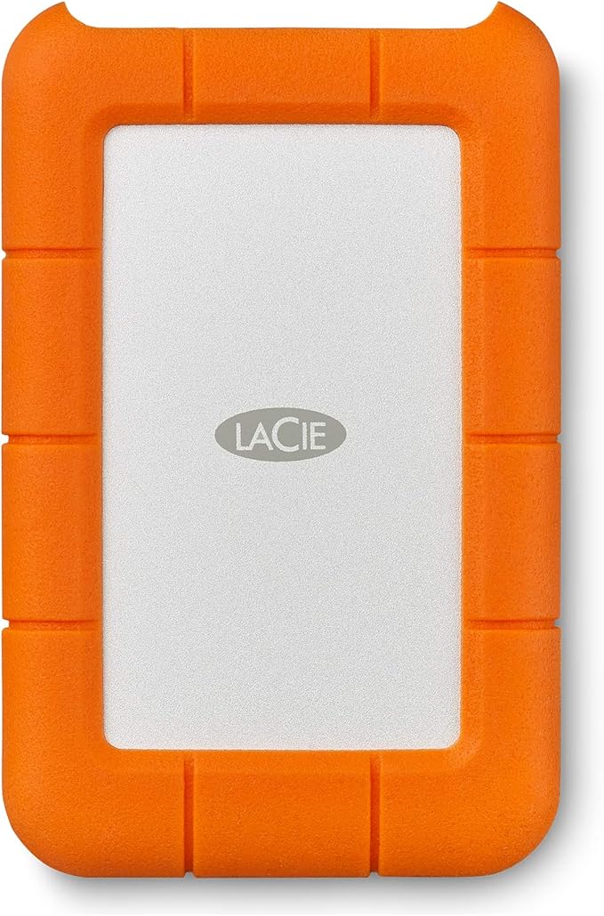 LaCie Rugged Mini Portable External Hard Drive, 4TB, 2.5", for PC, Mac, iPad, and iPhone, with Data Rescue Service