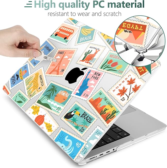 DONGKE Compatible with MacBook Pro 16 Inch Case (2026-2021 Release, M5 M4 M3 M2 M1 Pro/Max Chip), Plastic Hard Shell Cover with Keyboard Cover & Screen Protector for MacBook Pro 16", Post Stamps