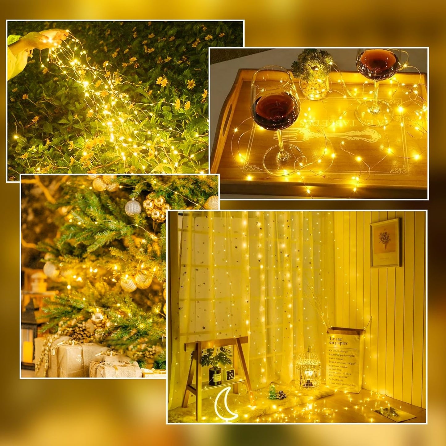 Skiennix 4-Pack Fairy Lights - Battery Operated with Remote, Timer & 8 Modes | 16 FT Waterproof 50 LED String Lights for Indoor & Outdoor Christmas Décor (Warm White)