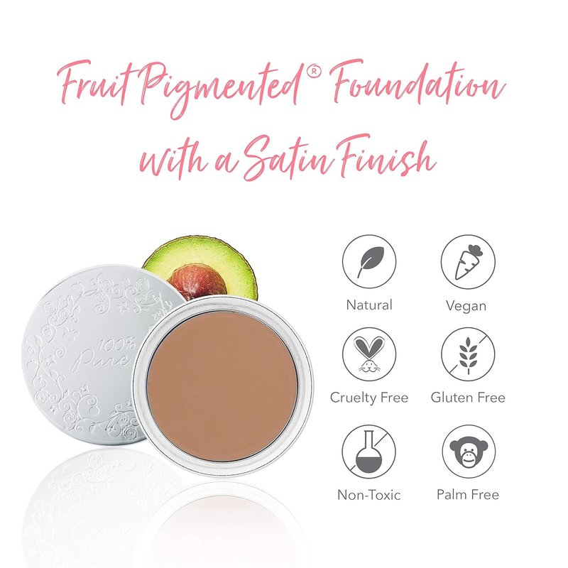 Cream Foundation Concealer - Medium to Full Matte Coverage | Vegan Fruit Pigmented Toffee Color - 0.32 oz