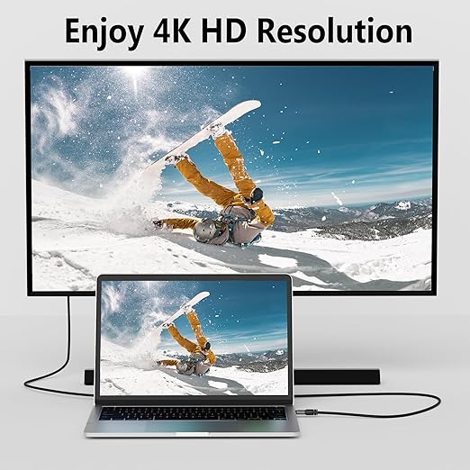 4K USB C to DVI Cable 20 FT, USB Type-C to DVI-D Adapter, (Thunderbolt 3/4) Compatible with iPhone 17/16/15 Series, MacBook Pro/Air, iPad Pro, iMac, Galaxy S24, XPS, Surface Book 3 and More, Real 4K