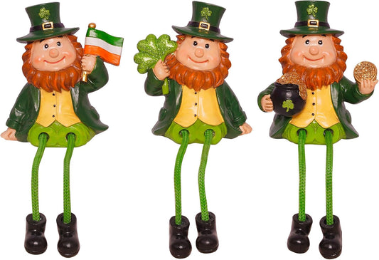 Skiennix St. Patrick's Day Decorations - Leprechaun Gnome Figurine with Gold Coins & Shamrock | Festive Home Decor