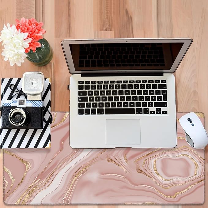 NITAHHHY Liquid Marble Gaming Mouse Pad 3mm Thick Stitched Edge Waterproof Non-Slip Large Computer Keyboard Mouse Mat,Suitable for Office Entertainment Decorative Desk Pad 35.4 x 15.7 Inches