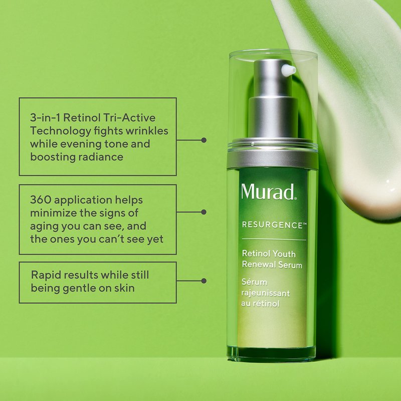 Murad Retinol Youth Renewal Serum - Rapid-Action Retinol Treatment for Face and Neck - Visibly Reduces Lines and Wrinkles, Firms and Smooths Skin, Nightly Use Formula - 0.33 Fl Oz