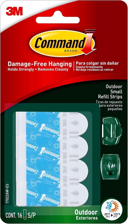 Command Outdoor Refill Replacement Strips - 16 Durable Strips for Re-Hanging Window Hooks
