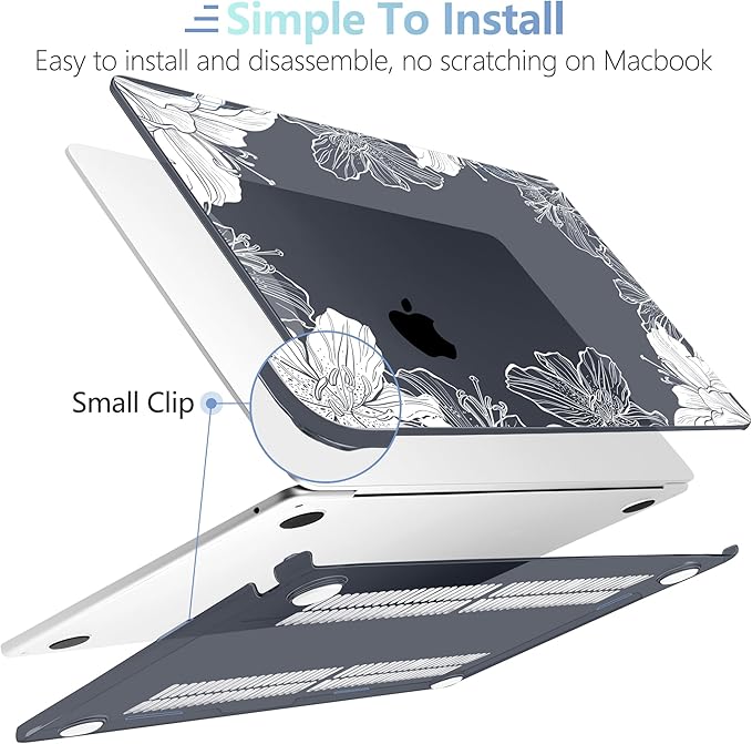 MEEgoodo Case for M5/M4/M3/M2 MacBook Air 13 inch Case 2026 2025 2024 2022, Fit Model A3449/A3240/A3113/A2681, Laptop Hard Shell Compatible with MacBook Air 13.6-inch, Lily Floral