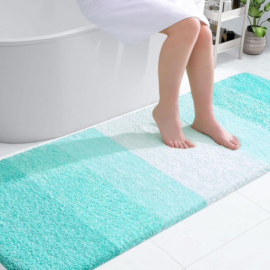 OLANLY Bathroom Runner Rug - Extra Soft Microfiber Mat 70x24 | Quick Dry, Washable, Teal Color