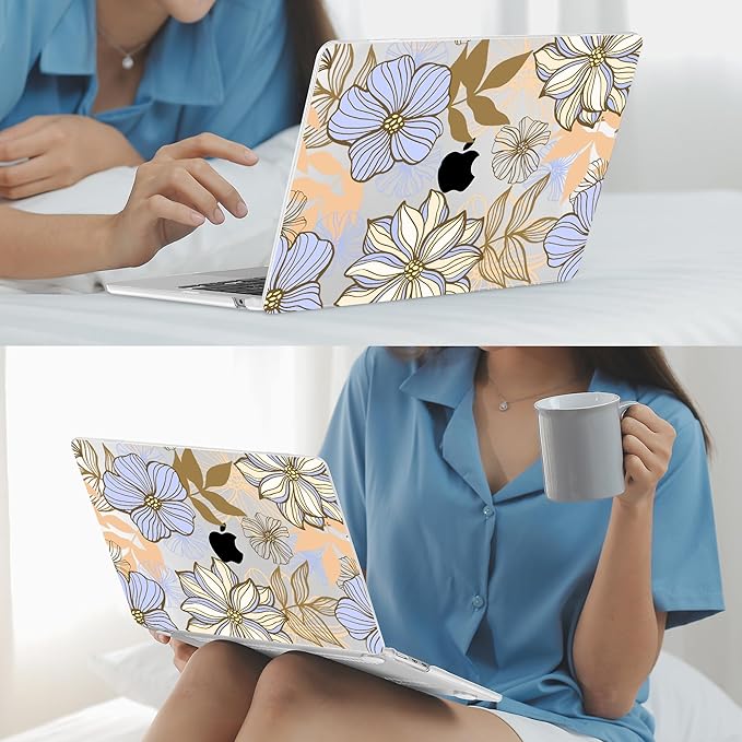 Mektron for 2026 MacBook Air 13-inch M5 Laptop Case A3449 with 13.6-inch Liquid Retina Display Fits 2025 A3240 M4 2024 A3113 M3 2023 A2681 M2 Printed Hard Shell for MacBook Air 13.6", Abstract Floral