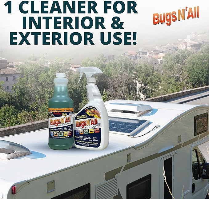 Bugs Nâ All Multipurpose Car Cleaner & Degreaser - Bug & Tar Remover Concentrate 32 oz - Exterior Cleaner Safe for Car Paint, Metal, Chrome, Aluminum, Windows & Mirrors - w/Free 32 oz Spray Bottle