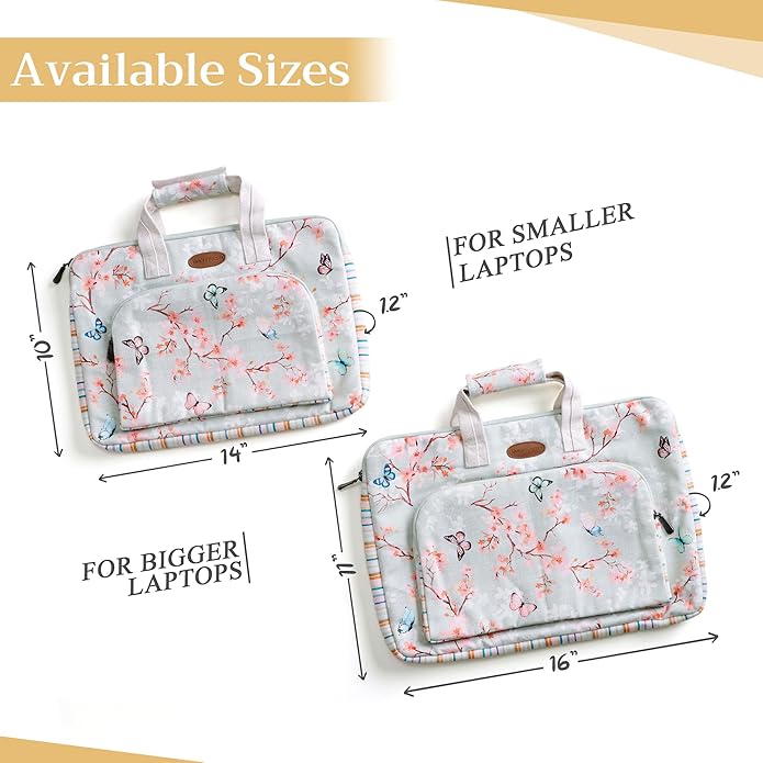 Maison d'Hermine Laptop Bag with Pocket Upto 15.5 inch Stain and Water Repellent Cotton Canvas Spring Summer (Blossoms in Spring)