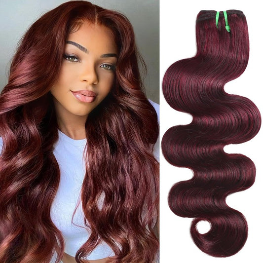 HERMOUS 13A Double Drawn 99J Dark Burgundy Human Hair Bundles Body Wave, Double Lifespan Than Regular Bundle Keep Silky & Soft After Washes Colored #99J Wine Single Bundles Raw Hair Quick Weave 10 IN