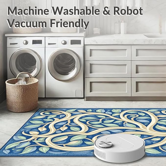 Flatwoven High Traffic Area Rug 5x7, Playful Duckling Adventure with Interlocking Leaf Design, Non Slip, Stain Resistant, Washable Area Rugs for Living Room, Bedroom (Green, 5x7)