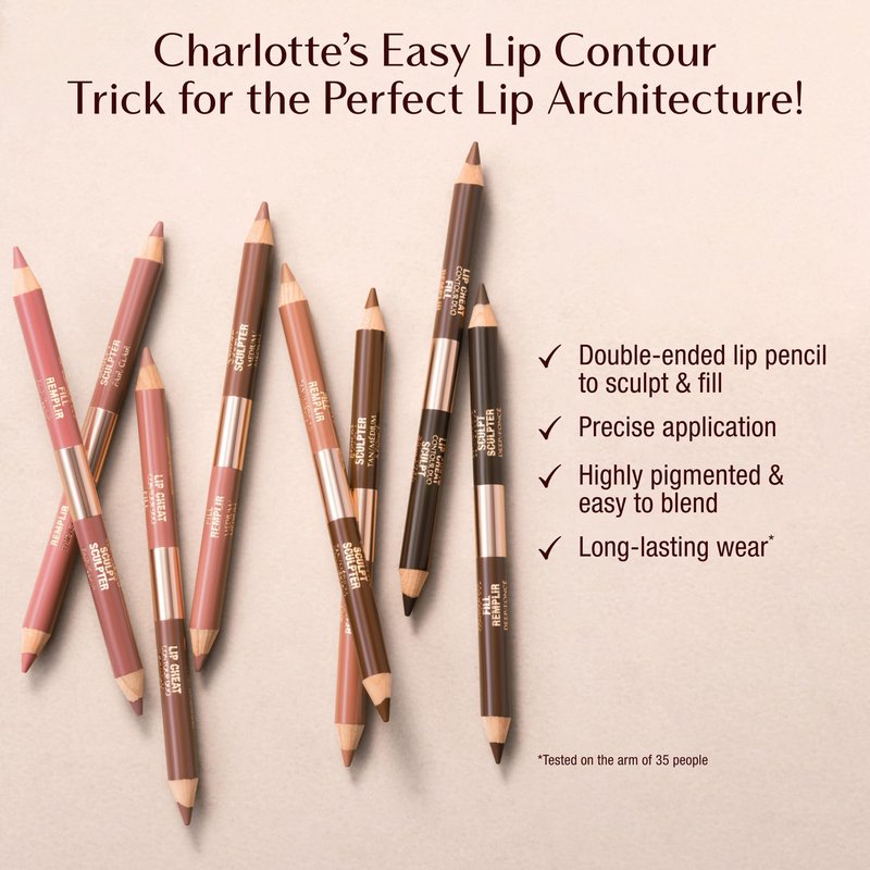Charlotte Tilbury Lip Cheat Contour Duo - Dual-Sided Lip Liner Pencil to Sculpt & Fill for an Easy Contour Effect - Helps Prevent Lipstick Feathering - Medium