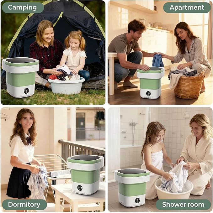 Portable Washing Machine, 16L Foldable & Lightweight, 3 Cleaning Modes, Compact Laundry, No Installation & Easy to Use for Travel, RV, Small Apartment & Dorm Room