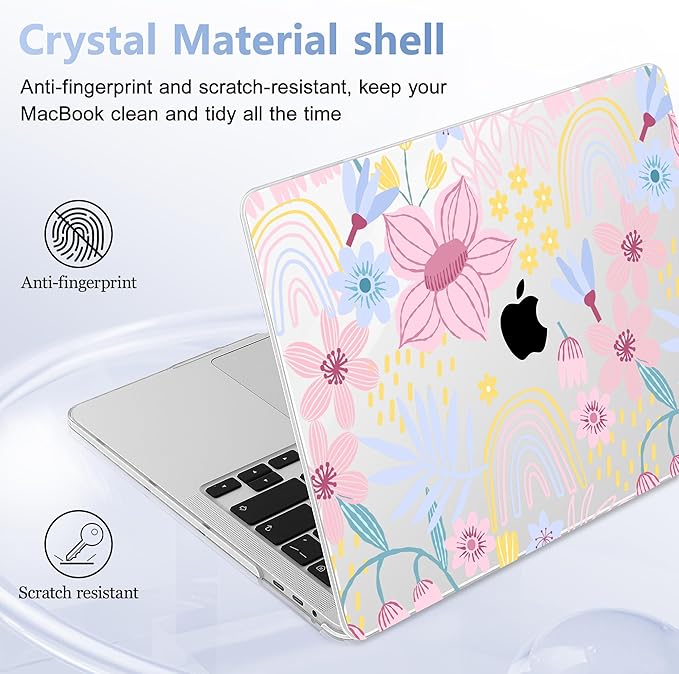 Lepeoac for MacBook Pro 16 inch Case 2019 2020 Release Model A2141, Plastic Hard Shell Cover with Keyboard Cover & Screen Protector for MacBook Pro 16 inch with Touch Bar & Touch ID, Florals