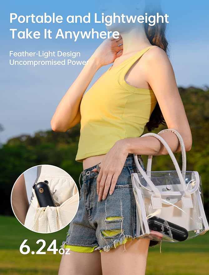 JISULIFE Handheld Fan 8 Plus: All-in-One Mini Fan with 40Hrs Cooling & 4500mAh PowerBank & Flashlight, USB Rechargeable, Portable Pocket Size for Travel, Makeup, Concert, Gifts for Women(Black)