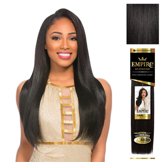 Sensationnel Empire yaki human hair - Tangle Free Weaving for Quick Weave and Sew in Styles for Faux Highlights and Fauxmiddlepart Leave Out - 1 Pack (14 inch, 1B OFFBLACK)