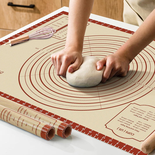 Silicone Baking Mat - Extra Thick Non-Stick Dough Rolling Sheet | 28" x 20" Reusable Food Grade Mat for Cookies, Macarons, Bread