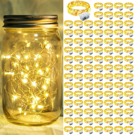 Skiennix 100 Pack Fairy Lights - 7Ft 20 LED Twinkle String Lights | Battery Operated & Waterproof for Weddings, Parties, & Home Decor - Warm White