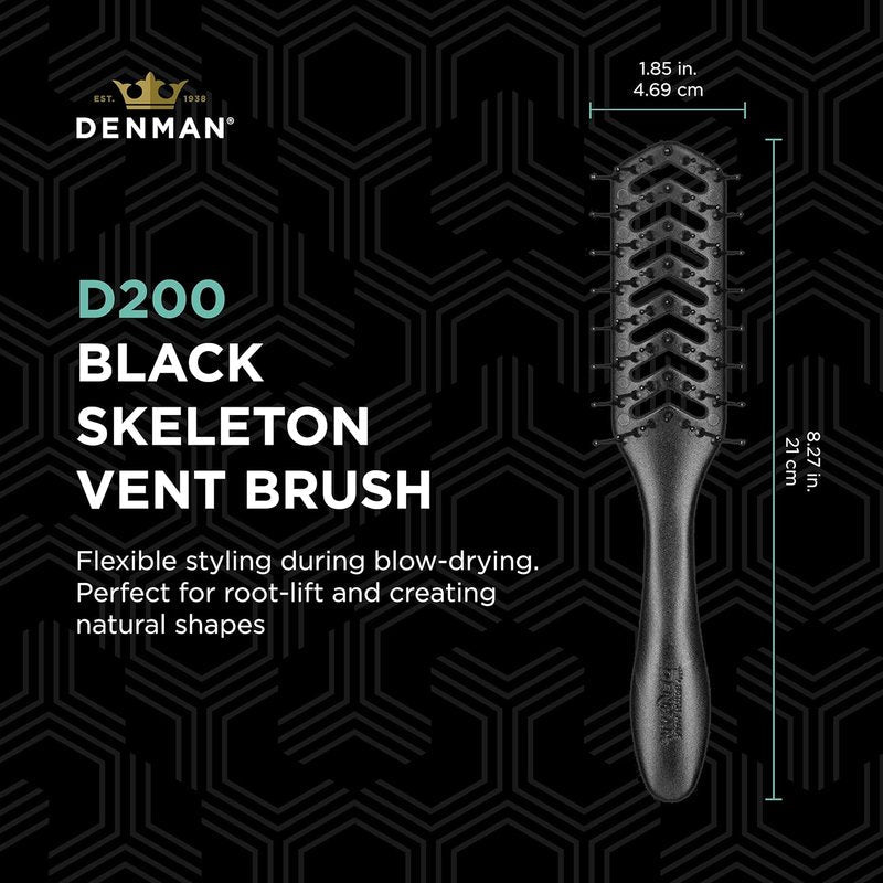 Denman D200 Flexible Vent Brush - Blow Drying Hair Brush for Curly, Thick & Straight Hair | Unisex, Black
