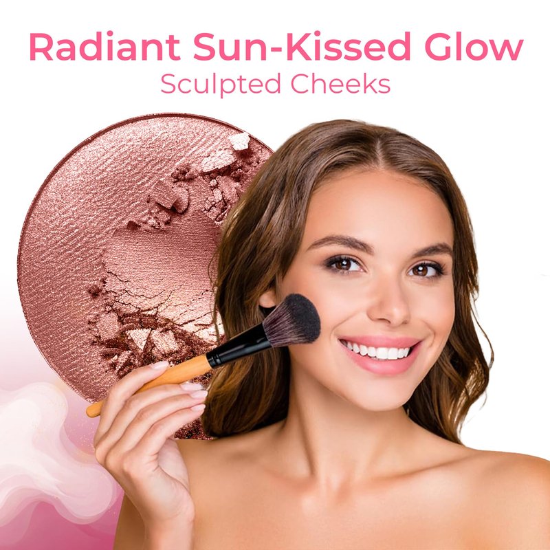 16pc STARTER KIT with 10 BRUSHES SET Mineral Makeup Bare Face Loose Powder Includes Matte Foundation, Veil Primer, Blush, Bronzer, Translucent Finishing Setting Powder SPF 30 Travel Size