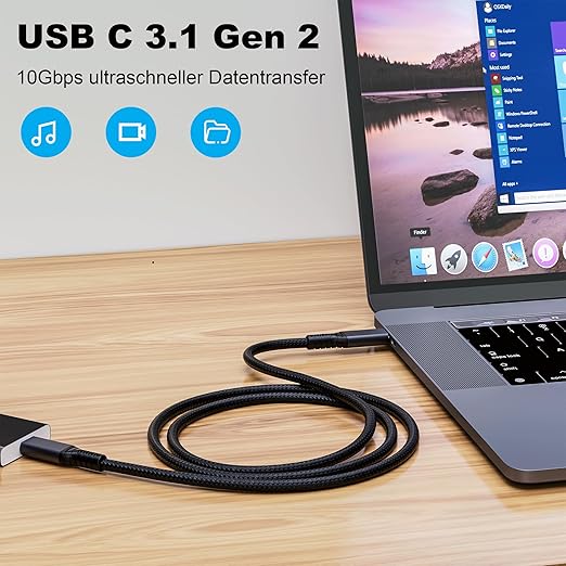 HOTUTUKI usbc to USB c 3.1,USB-c 10gbps Data Transfer Video 4K Monitor Cable 100W High Speed Data Transfer Fast Charging Cord Compatible with Monitor 3.3FT(1m)