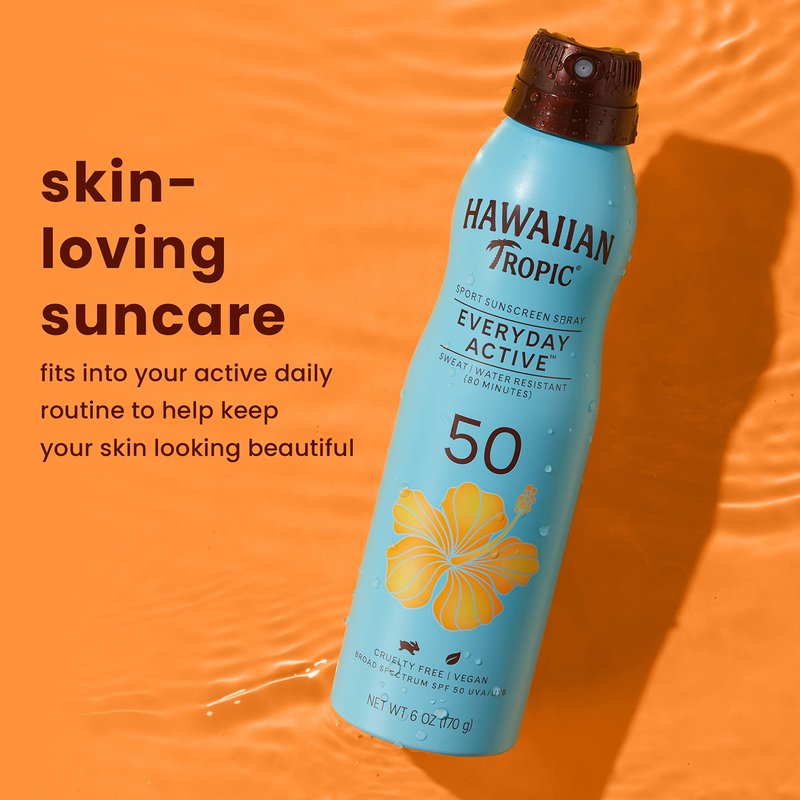 Hawaiian Tropic Everyday Active Spray & Lotion Sunscreen SPF 50 Twin Pack, 6oz Spray & 8oz Lotion