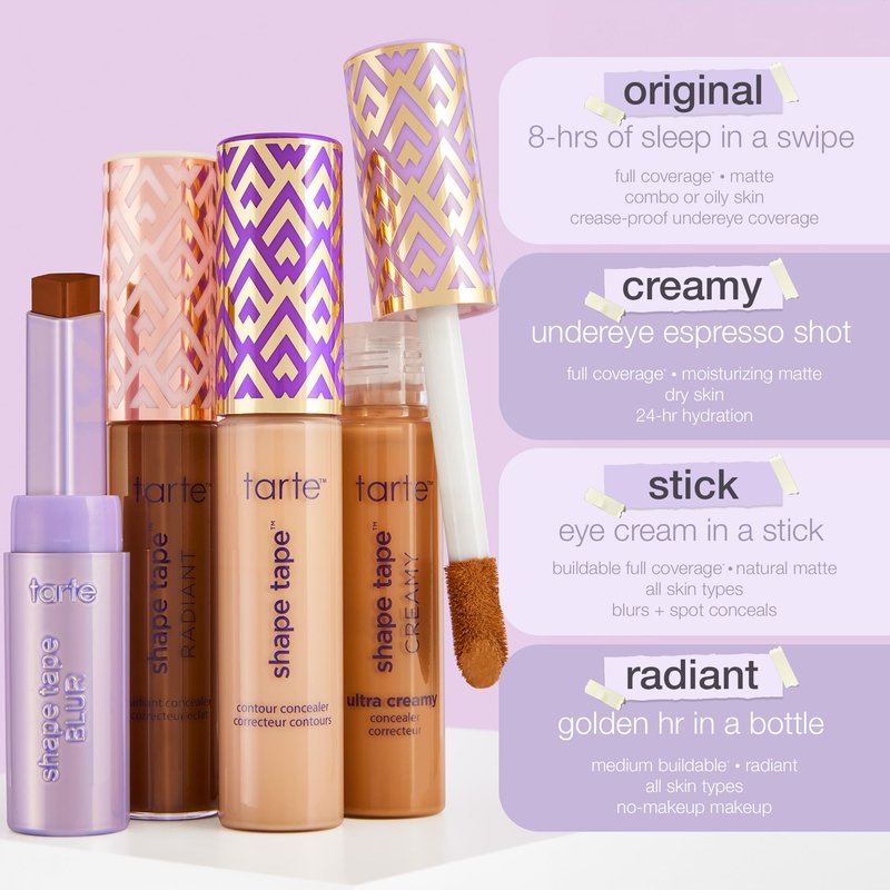 tarte shape tape creamy concealer – Full Coverage Makeup with Built-In Eye Cream, 24HR Hydrating Natural Moisturizing Matte Finish for Redness & Fine Lines, Vegan & Cruelty-Free, full size, 47S