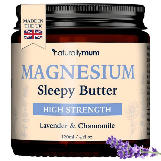 NaturallyMum Magnesium Body Butter – Deep Moisturising Magnesium Skin Butter with Lavender & Chamomile – Nourishing Body Butter for Bedtime Self Care & Dry Skin – Vegan Friendly – 4 Fl oz