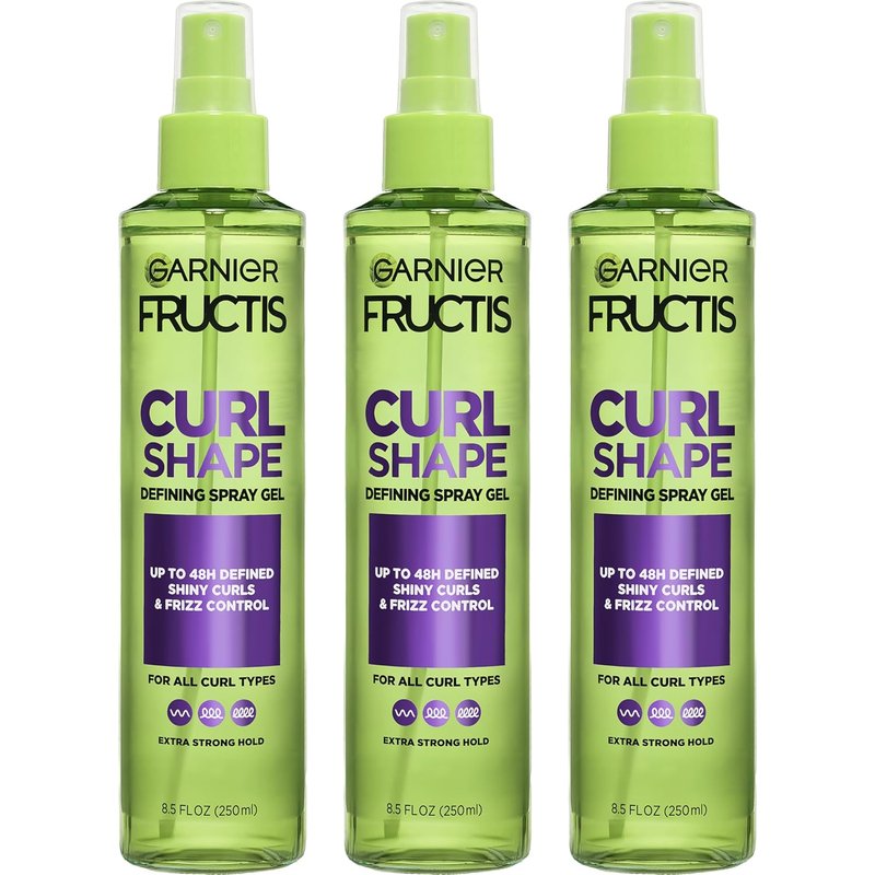 Garnier Fructis Curl Shape Defining Spray Gel - Strong Hold Frizz Control for Curly Hair | 8.5 fl oz, 3 Pack