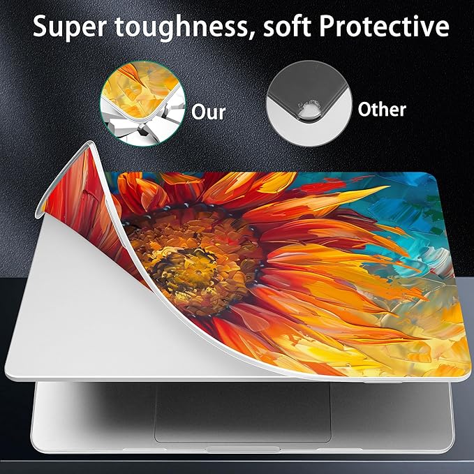 Lepeoac Case for MacBook Pro 16 inch Case 2026-2021 | M5 A3429 A3428 M4 M3 M2 M1 Pro/Max | Protective Hard Shell Laptop Cover with Screen Protector & Keyboard Cover | Sunflower