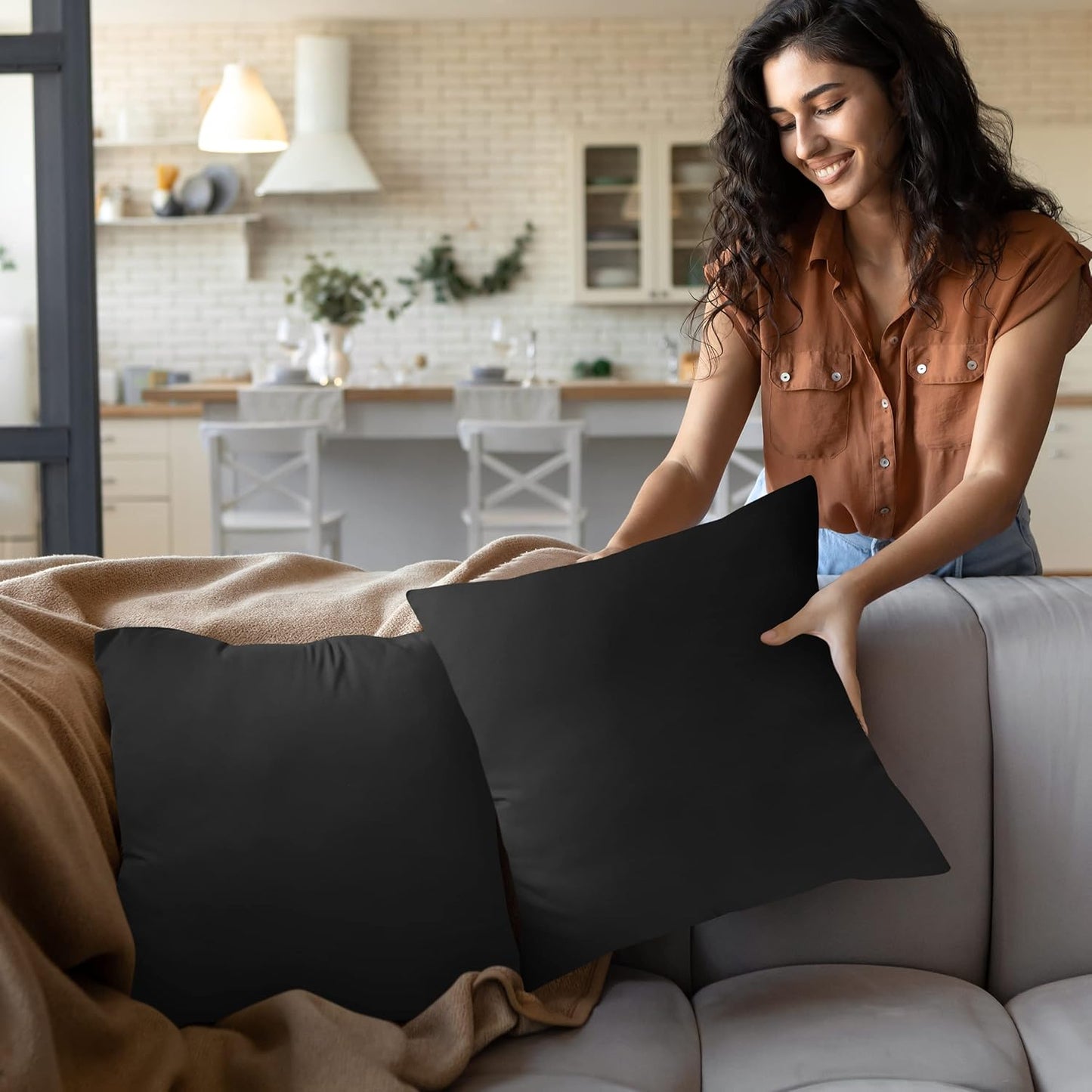 Utopia Bedding Pillow Inserts - Set of 2 Black Decorative Throw Pillows | Soft & Supportive 18x18 Cushions