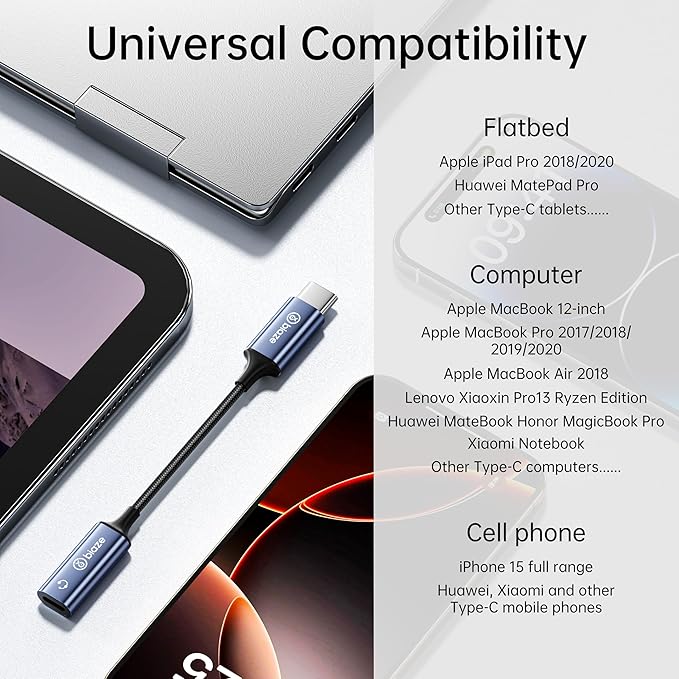 Biaze USB C to Lightning Audio Adapter, USB Type C Male to Lightning Female Headphone Converter, Compatible with iPhone 16/15 Full Series, iPad Pro, iPad Air 6/5/4,MacBook (usb c to lightning adapter)