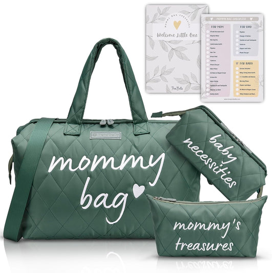 PeraBella Mommy Hospital Bag - Stylish Maternity Diaper Bag for Labor & Delivery | Green