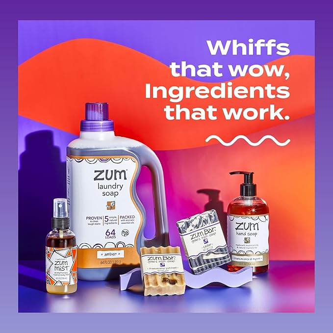 Indigo Wild Zum Clean Laundry Soap - Plant-Based Liquid Laundry Soap - Contains Baking Soda, Essential Oils & Saponified Coconut Oil - Amber - 64 fl oz