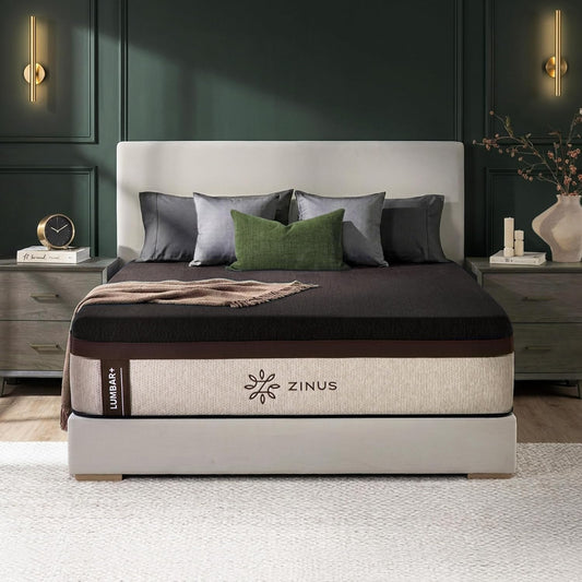 Zinus Lumbar+ 14-Inch Memory Foam Mattress - Premium Lumbar Support & Cooling Gel | Queen Size