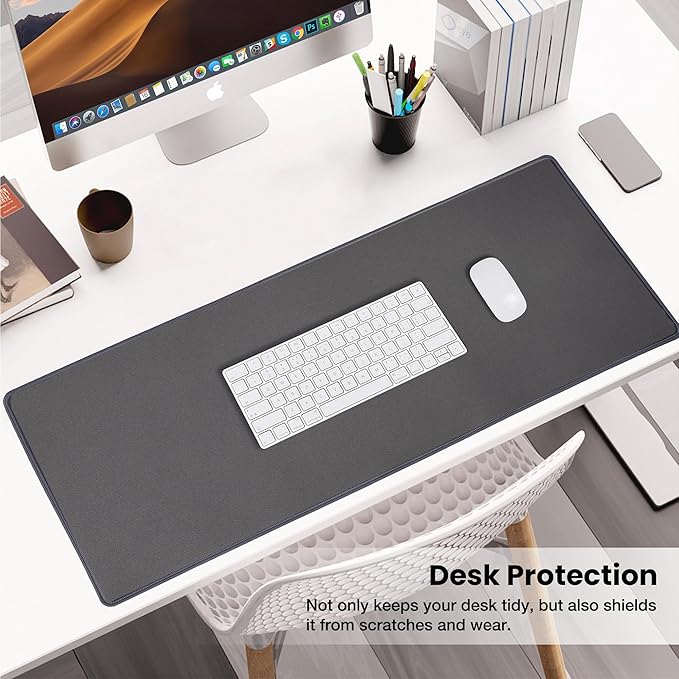 ALOANES Waterproof Mouse Pad with Durable Stitched Edge, Gaming Keyboard, Non-Slip Rubber Base Mouse Mat, Extended Desk pad for Gamer, Office& Home, Dark Gray Mousepad 3XL(35.43"x15.74"x0.12")