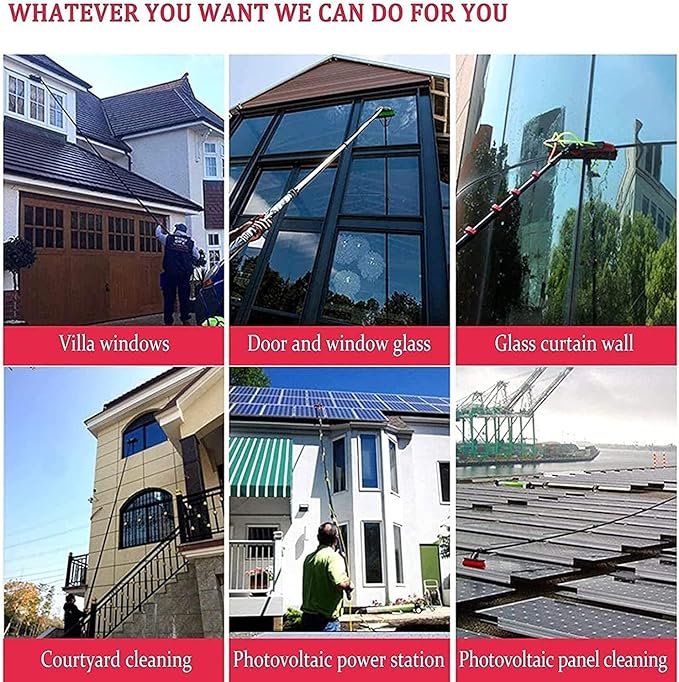 Photovoltaic Panel Cleaning 3.6-11M Water Fed Telescopic Brush Window Clean Extendable Cleaner Conservatory Roof Cleaning Tools Photovoltaic and Solar Panels Cleaner Kit,24ft/7.2m