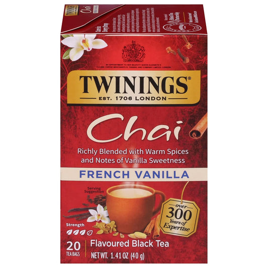 Twinings French Vanilla Chai Black Tea - Warm & Sweet Caffeinated Blend | 20 Individually Wrapped Bags