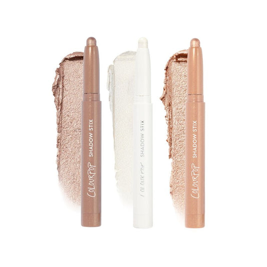 ColourPop Metallic Neutrals Shadow Stix Makeup Kit - Shimmer Eyeshadow Make Up Set - Vegan & Cruelty-Free Cream Eyeshadow Sticks with High-Pigment & Metallic Finishes (3 Count)