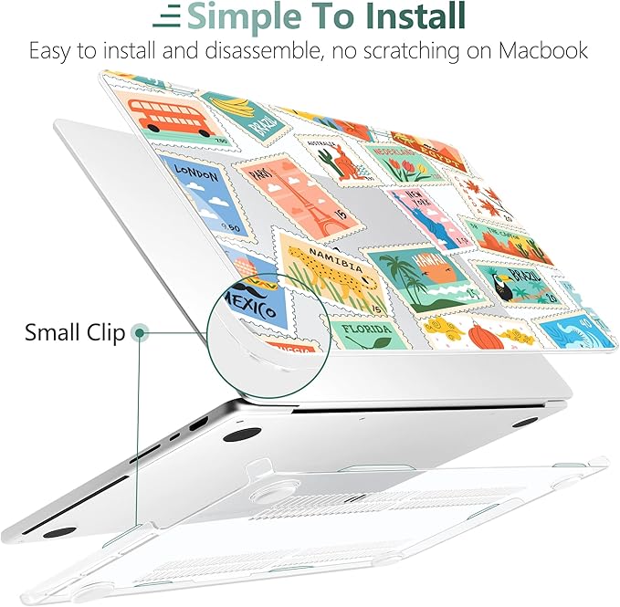 DONGKE Compatible with MacBook Pro 16 Inch Case (2026-2021 Release, M5 M4 M3 M2 M1 Pro/Max Chip), Plastic Hard Shell Cover with Keyboard Cover & Screen Protector for MacBook Pro 16", Post Stamps