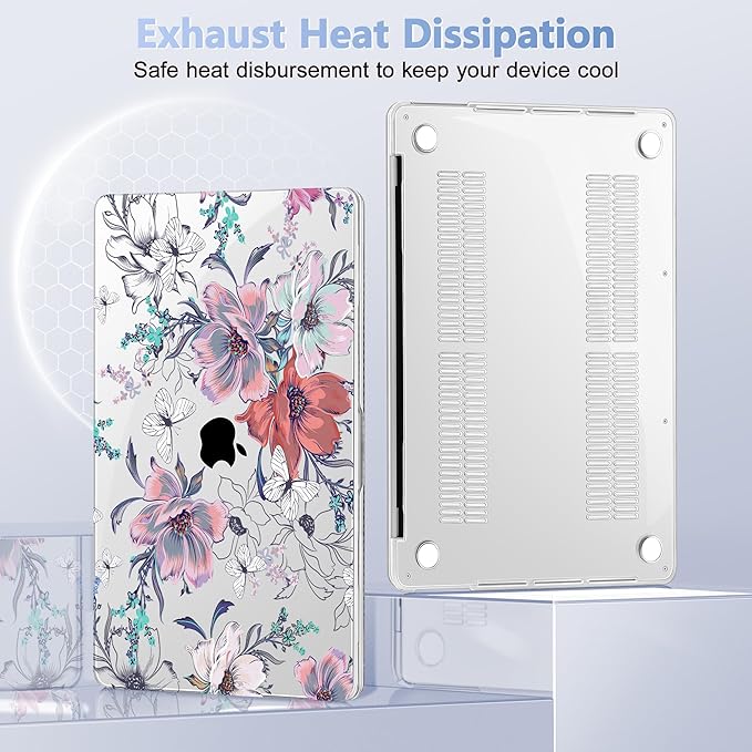 Lepeoac for MacBook Pro 16 inch Case 2019 2020 Release Model A2141, Plastic Hard Shell Cover with Keyboard Cover & Screen Protector for MacBook Pro 16 inch with Touch Bar & Touch ID, Floral C319